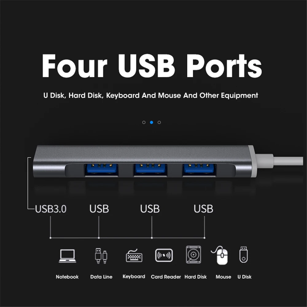 USB C HUB 3.0 2.0 Type C 3.1 Multi 4 Port Splitter usb c hub 4 port For Xiaomi Macbook Pro Air Pc Computer Notebook Laptops