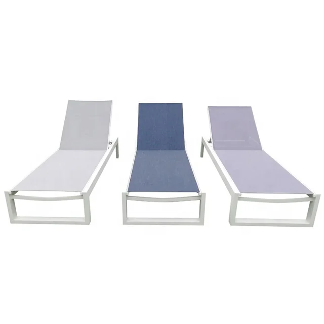 Patio Aluminum Beach Furniture Sun Lounger Chaise Outdoor Light Blue Swimming Pool Chairs Garden Lounge