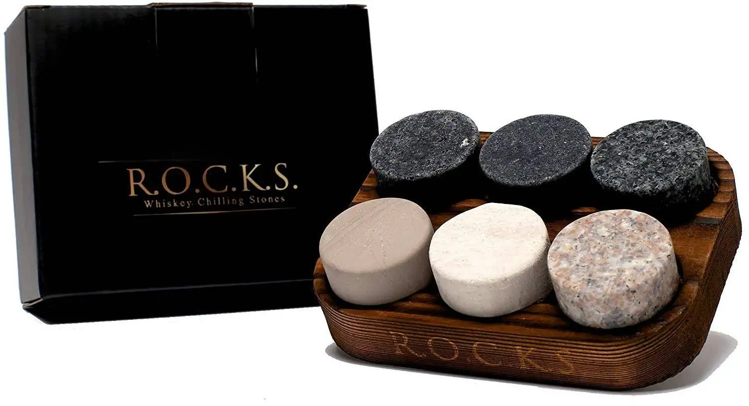 Whiskey Chilling Stones  Set of 6 Handcrafted Premium Wing Shung Round Sipping Rocks Hardwood Presentation