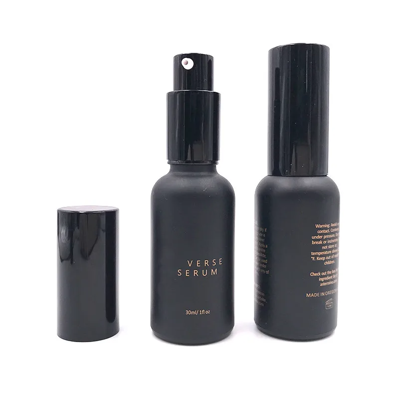 Luxury 30ml 50ml 100ml Round Frosted Black White Liquid Spray Bottle Cosmetics Packaging Perfume Mist Spray Bottle