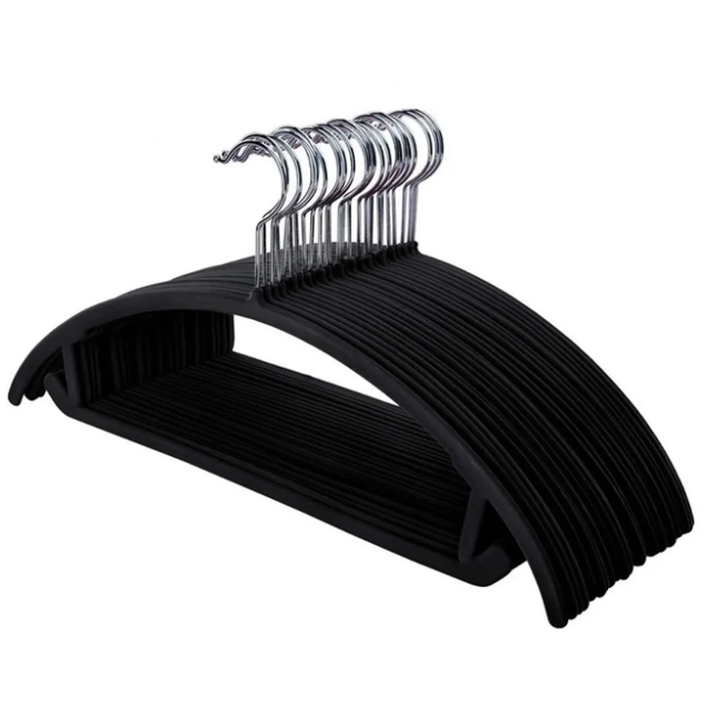 Hot-selling Wholesale Premium Velvet Hangers NCircular Arc Without Wrinkles on-Slip Suit Clothes Black Velvet Hangers Adult