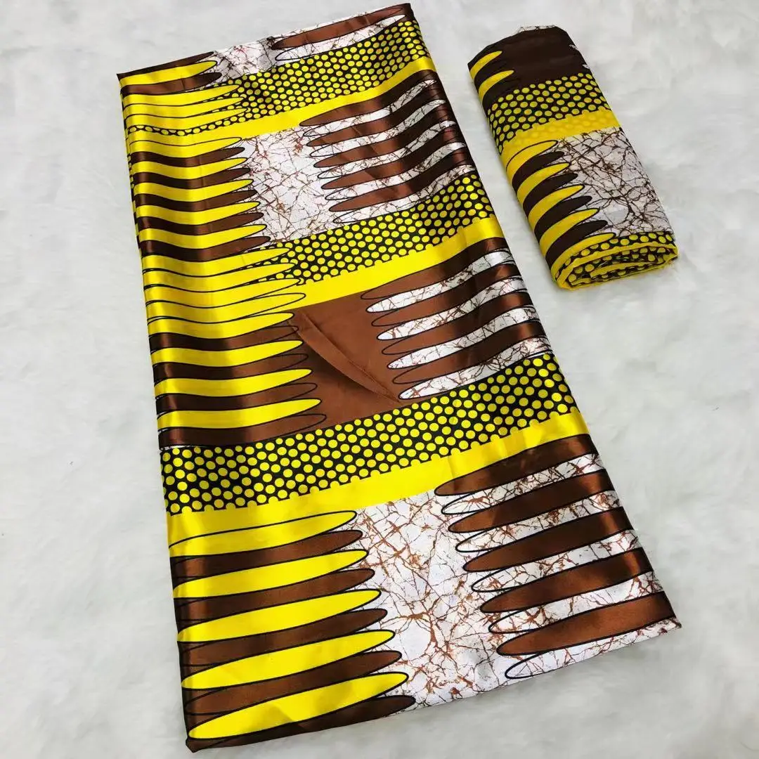 2021 new design African 100% real silk wax prints fabric 5+2 yards for woman clothes  KLS