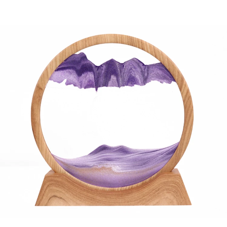 Деревянная рама, динамический движущийся песок, искусство, картина, круглые 3d-песочные часы, Декор для дома, сенсорные игрушки