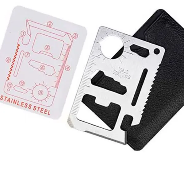 11-in-1 Mini Stainless Steel Survival Multi-Tool Card Portable Outdoor Hiking Camping Pocket Wallet Cards Multi-Function Tool