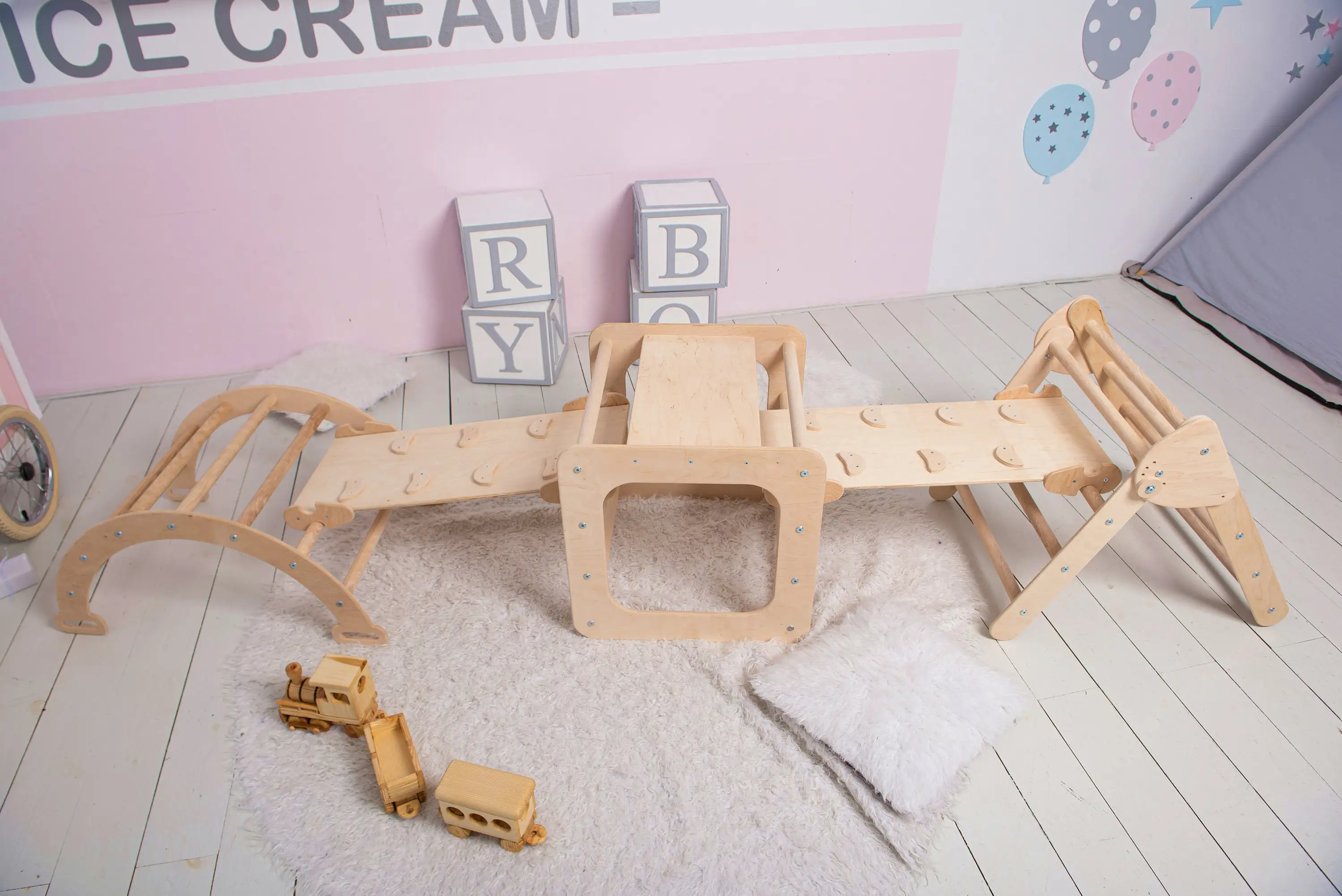 Best 5in1 Montessori Indoor Climbers Set Kletterbogen Climbing Triangle Climbing Frame Climb Arch Arch Pillow Gift Toddlers