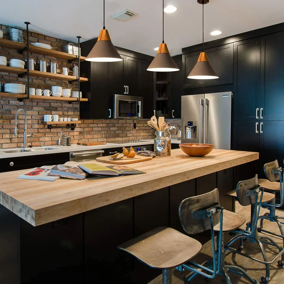 Nordic Modern LED E27 Oak Wood Pendant light plate Hanging Lights Home improvement Iron and Oak decoration Pendant lamp