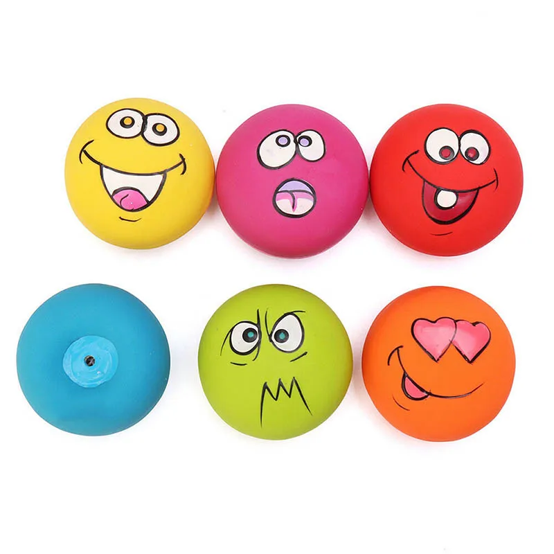 Dog Toy Squeaky Pet Funny Face Chewing Latex Rubber Soft Fetch Play Interactive Dog Balls for Puppy Small Medium Pet Dog