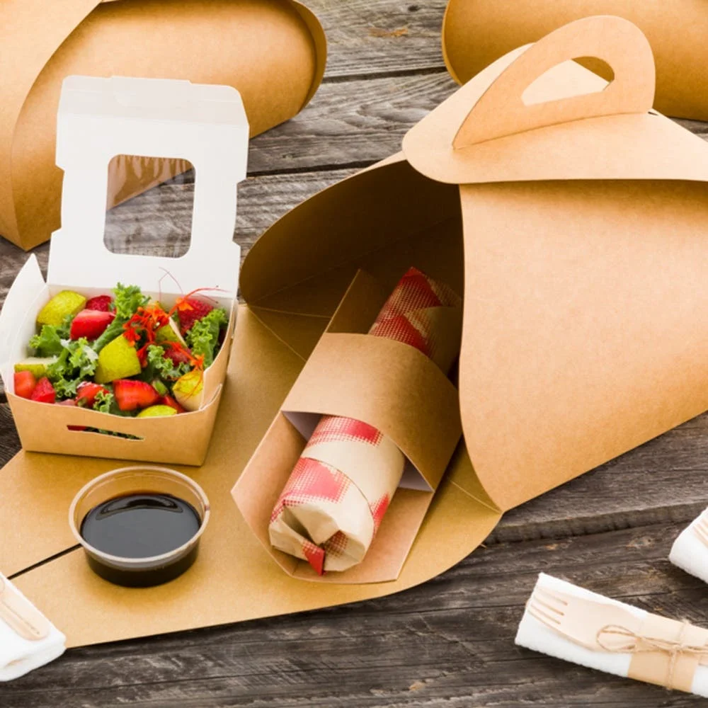 Baking packaging cupcake paper window box in bulk packaging wedding dessert cake gift box with paper handle