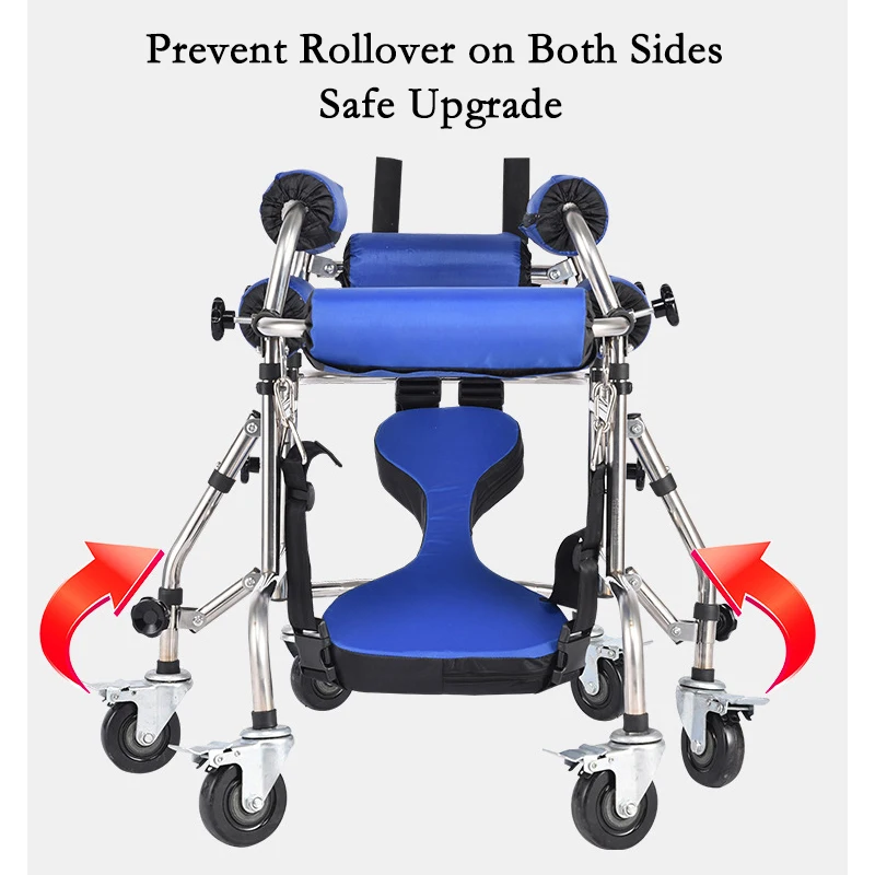 Adjustable anti-rollover assist lower limb walking hemiplegia gait trainer pediatric walker
