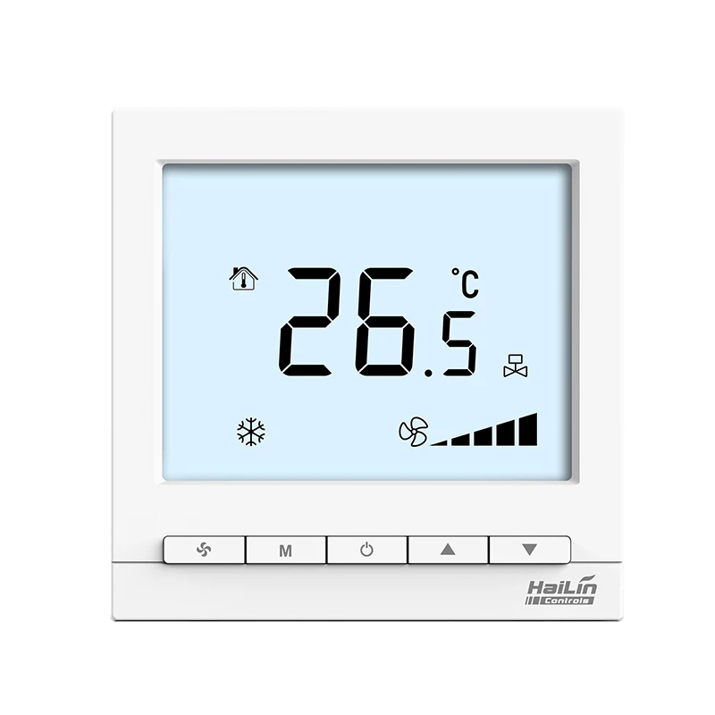HaiLin 2 Pipe 0-10V BLDC Motor Fan Thermostat Air Conditioning On/Off Timer 24V Programmable Schedule Remote Sensor