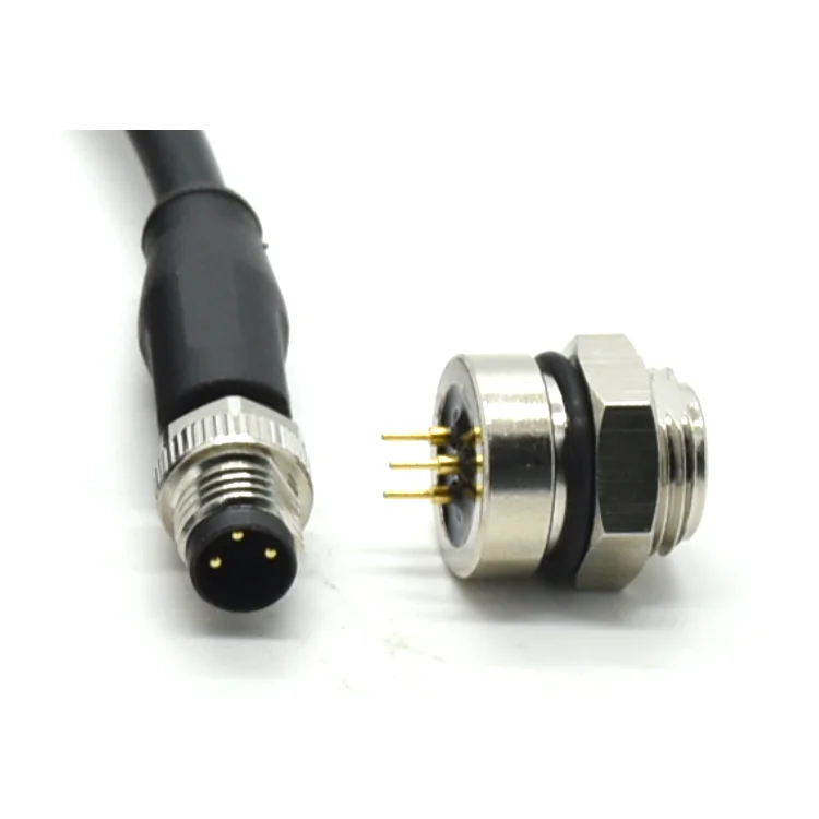 High quality Aviation Wire Male Plug Female Socket IP67 PVC Cable 3 Pin M8 Connector