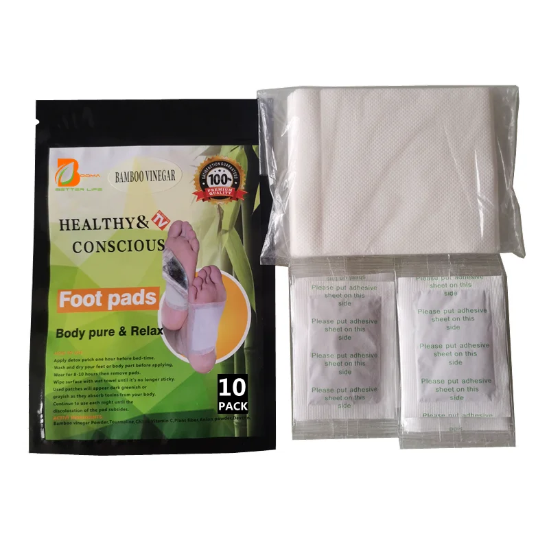 Color Bag Foot Patch 10PCS With Your Logo 100% Natural Herbal Bamboo Vinegar Lavender Rose Green-tea Mint Ginger Foot Detox Pads