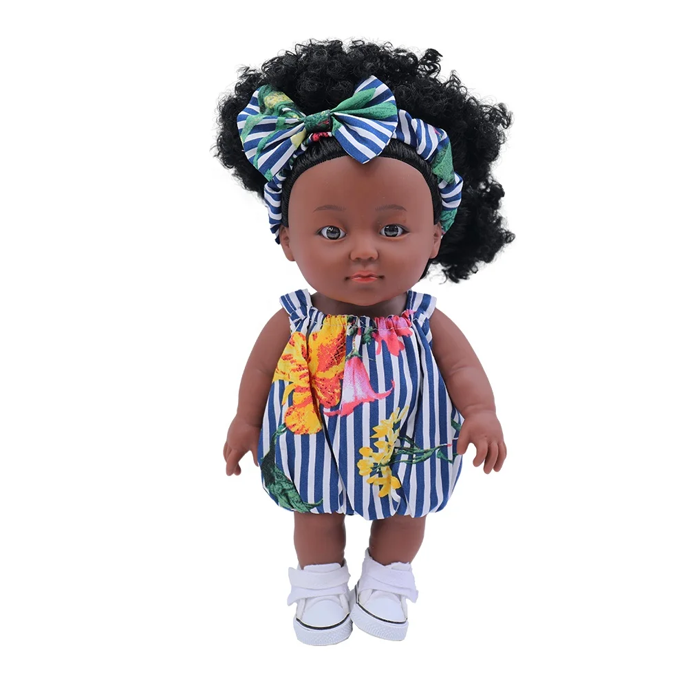 Toy 2023 Black doll  Lifelike Soft Reborn Baby Doll Gift 10 Inch African Vinyl Rubber Baby Toys Doll Wholesale