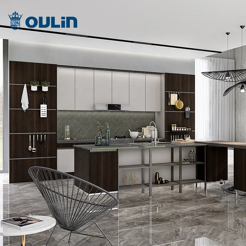 Modern Fashion Light Luxury Kitchen Cabinet MDF Household Apartment Kitchenette