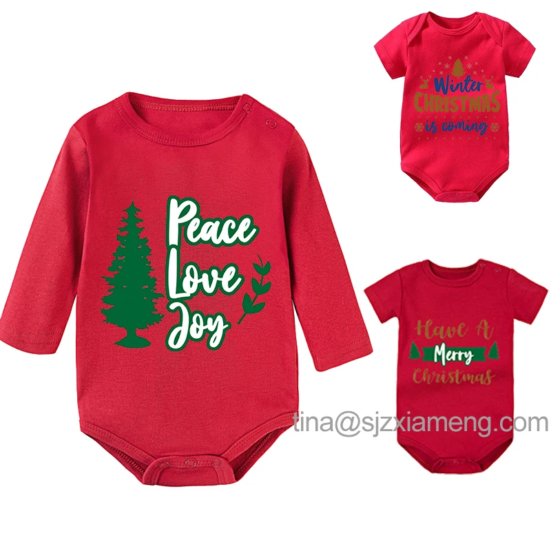Custom Baby clothes high quality 100% combed cotton baby clothes christmas my first christmas baby girl christmas clothes