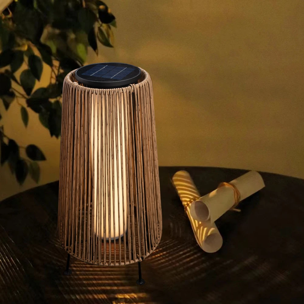 Solar Rattan Garden Lights Outdoor Patio Deck Lighting LED Solar Powered Backyard Outdoor Lamp Lantern Led Waterproof Table