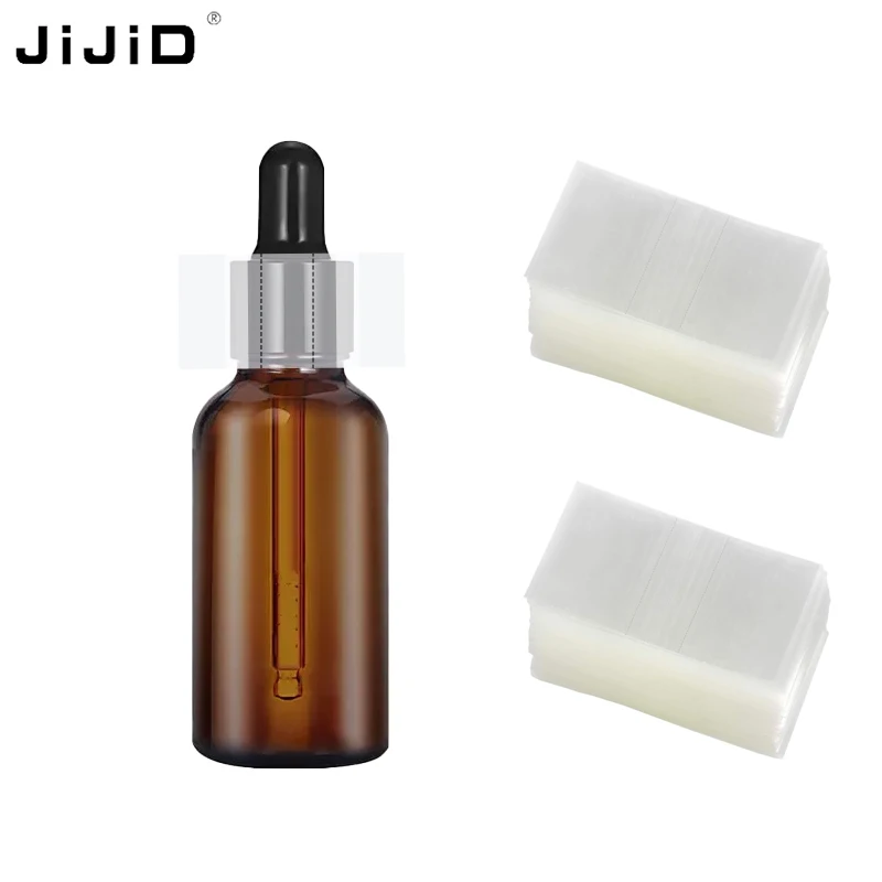 JIJID Band Glass Dropper Bottle Packaging PVC PET heat Shrink Sleeve Film Printing Clear Translucent Plastic Shrink Label