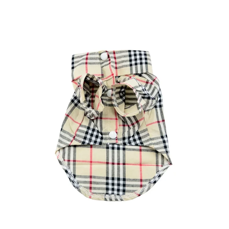 Pet cat fashion bodysuit plaid pet dog clothes shirt