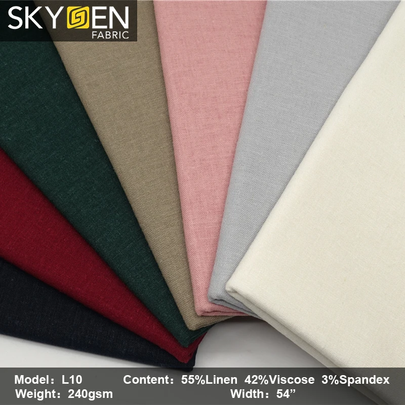 wholesale stretch 240gsm 55%Linen 42%Viscose 3%Spandex Linen fabric