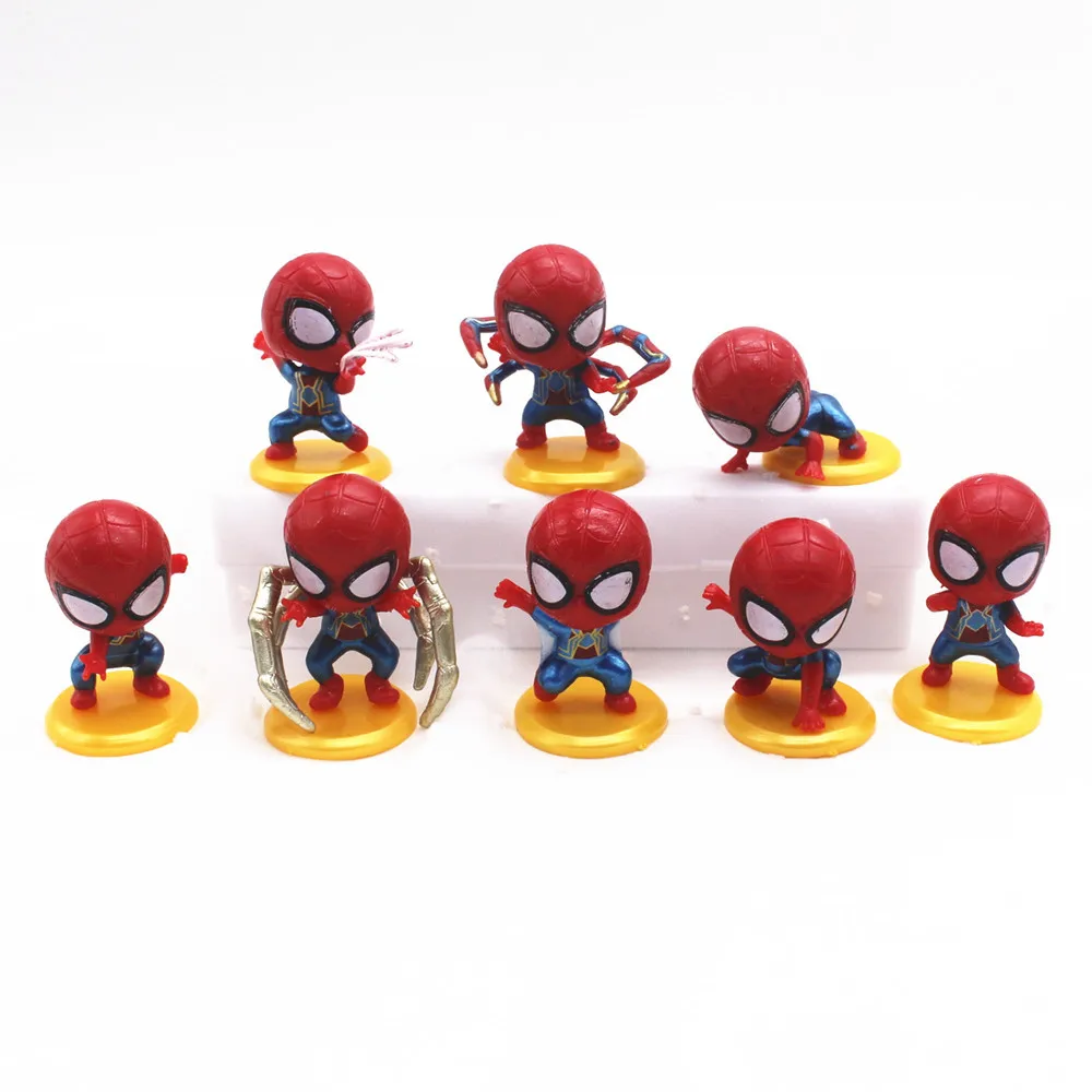 Cheap Price 5.5cm Mini peter parker Figure Toy Cartoon Cute 8pcs per set  Anime Figure PVC Doll For Cake Topper