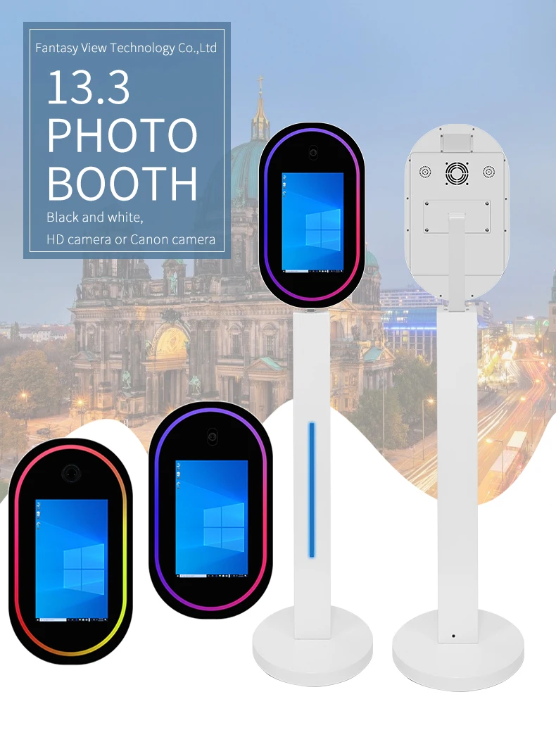 open air touch screen party ring light roaming automat ipad photo booth mirror photo booth