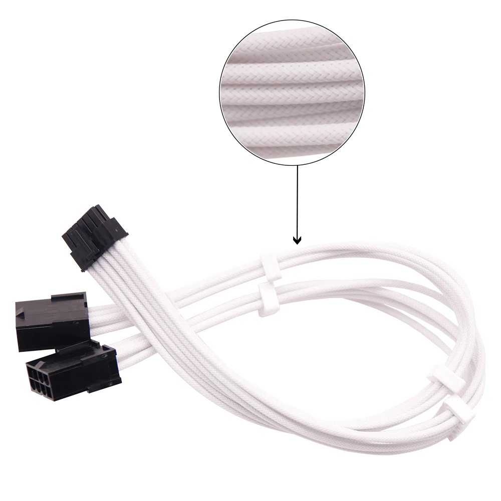 Power Supply Cable Extension Kit 12-Pin PCIe Molex Micro-Fit 3.0 Connector For Ampere GEFORCE RXT 3070 3080 White