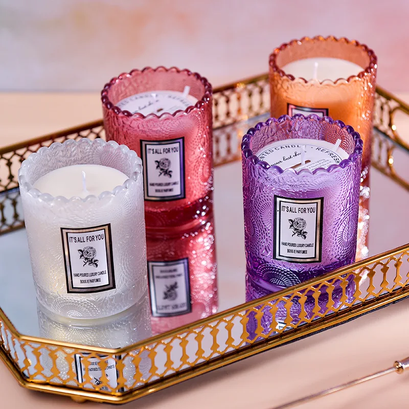 Wholesale Scented Candle gift set sunflower glass bottle Smoke-free candle keeping air fresh for home decoration