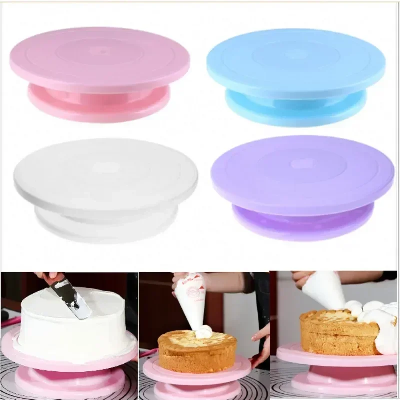 Cake Rotary Table Mini Plastic Fondant Cake Turntable Revolving Platform Round Cookie Stand Rotating Home Kitchen Accessory