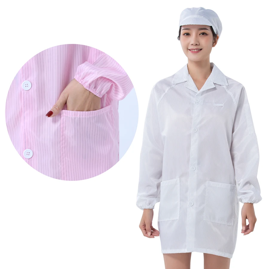 High quality Dust-free Antistatic Dustproof  Food Processing Uniform esd Lab Coat and esd clothes