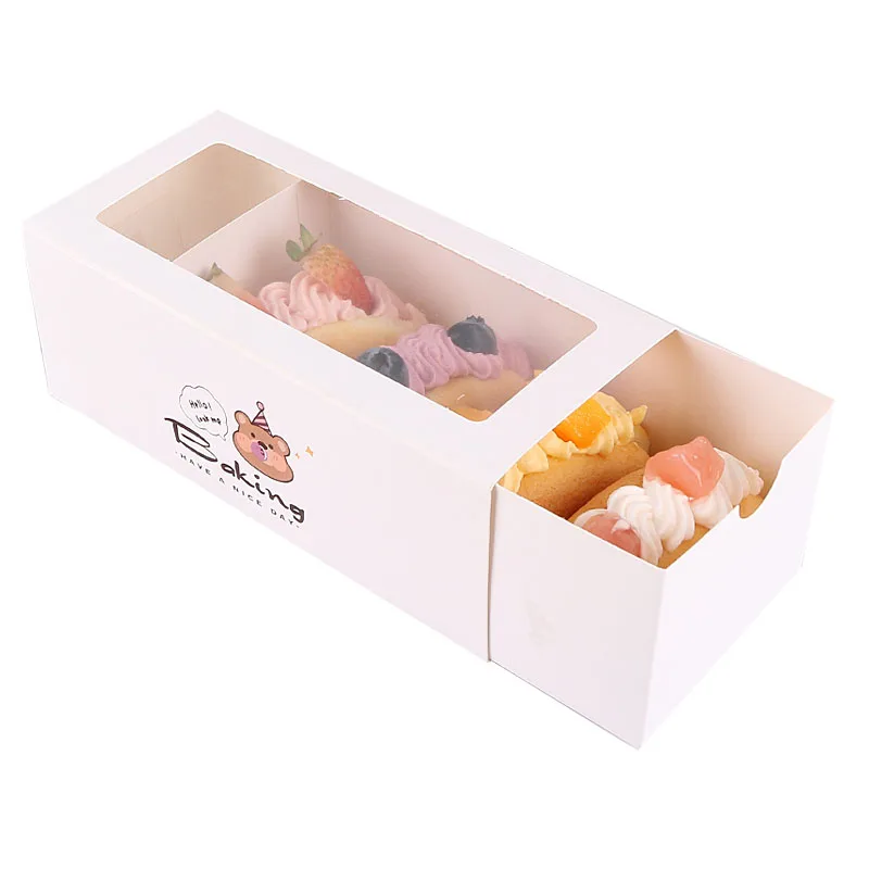 Wholesale Cookie Boxes with Clear Window for Donuts Dessert Pie Cake Packaging Box Food Packing Cupcake Boxes Carbonpaper White
