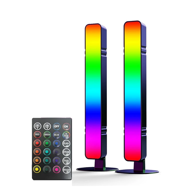 2 Pack Newest Gaming Desk Cool Shape LED Rgb Light Computer Desk Ir 24key Remote Control Music Sync 14led Light Bars for Desk