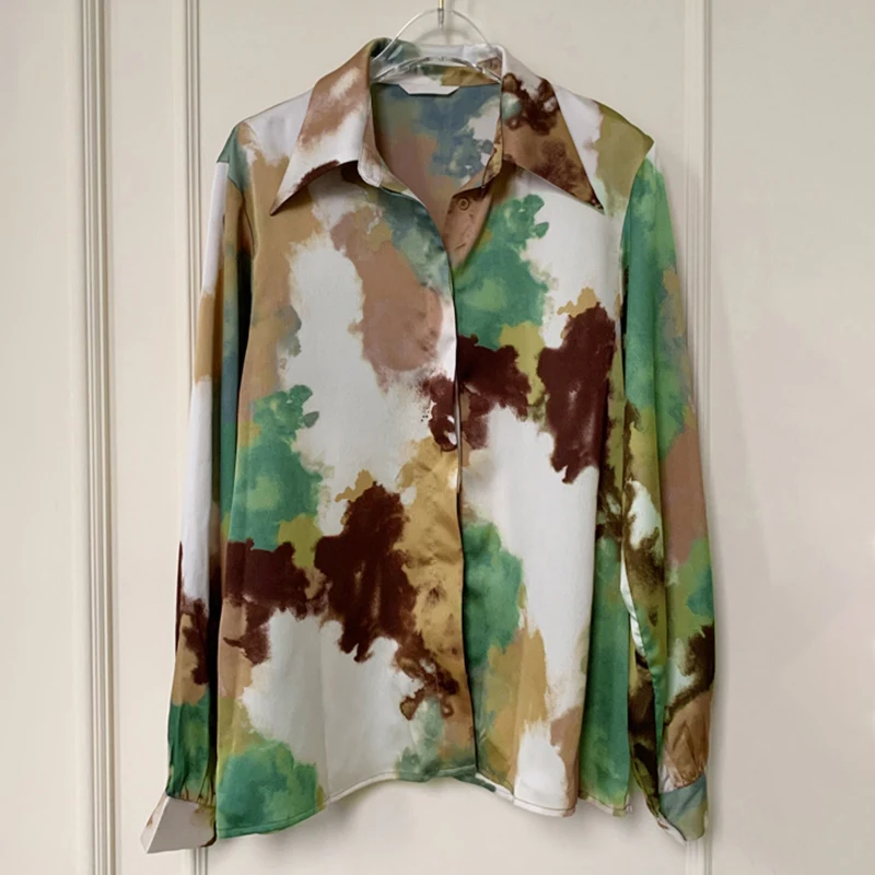 ANSZKTN Lapel Collar Long Sleeve Slim Fit Casual Shirts Top Female 2021 Spring