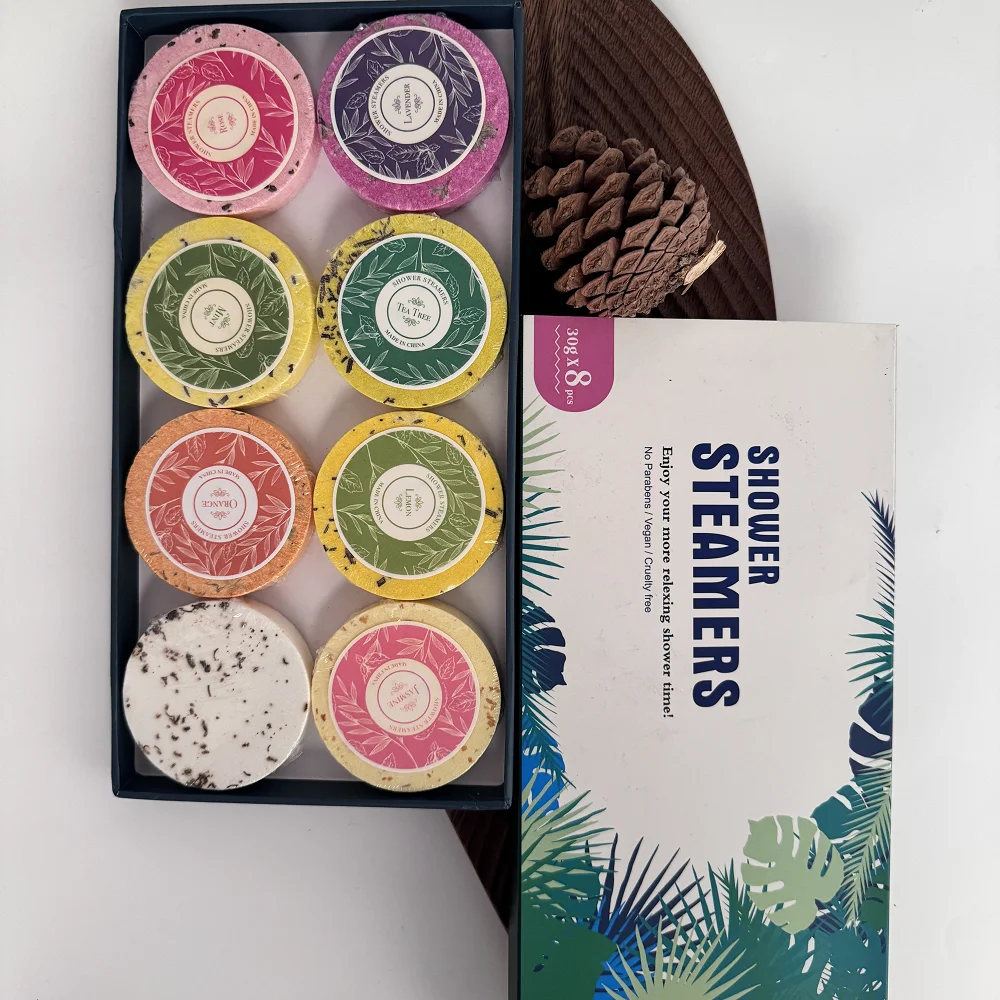 Custom Private Label Fresh Relief Natural Organic Vegan Cube Shower Bombs Steamer Packaging for Aromatherapy Bath Shower Tablets