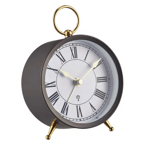 Elegant MSF DCF Radio Controlled Metal Alarm Clock with Handle