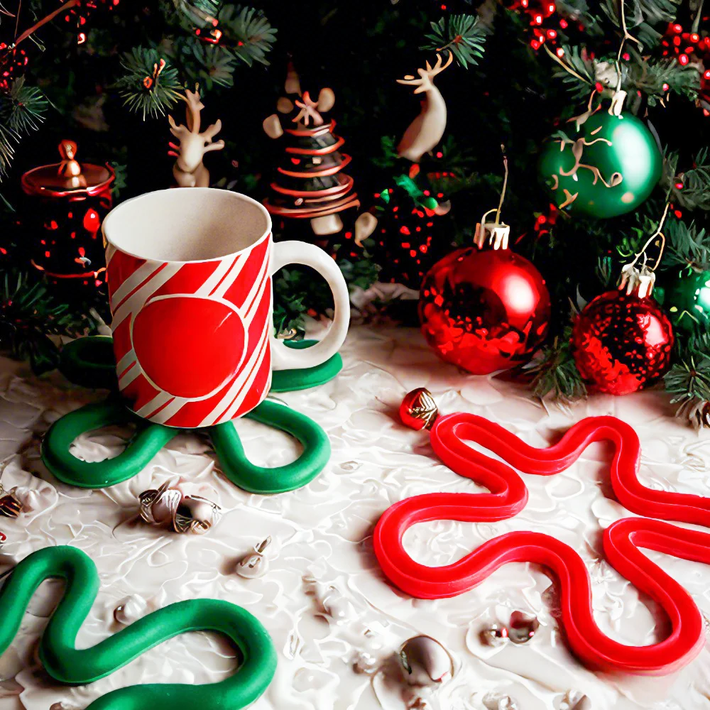 Christmas flower silicone insulation placemat coffee coaster high temperature resistant home kitchen bowl mat pot mat plate mat