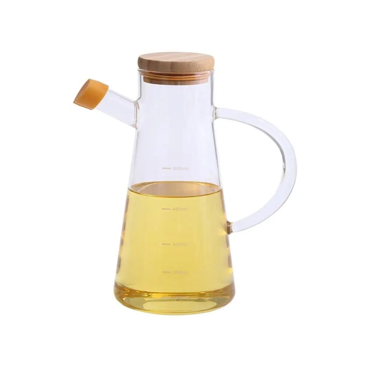 Leakproof glass oil jar with handle flavoring dispenser