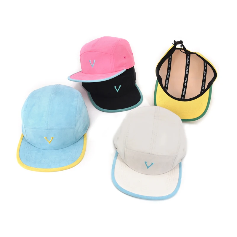 5 Panel Cap Custom Wholesale unsturctured Suede 5 Panel Hat With Your Own Design Logo
