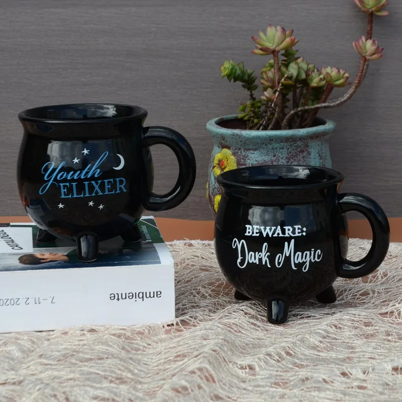 Подарочные изделия керамическая чашка witches brew белая и черная кофейная кружка с колпаком ведьмы