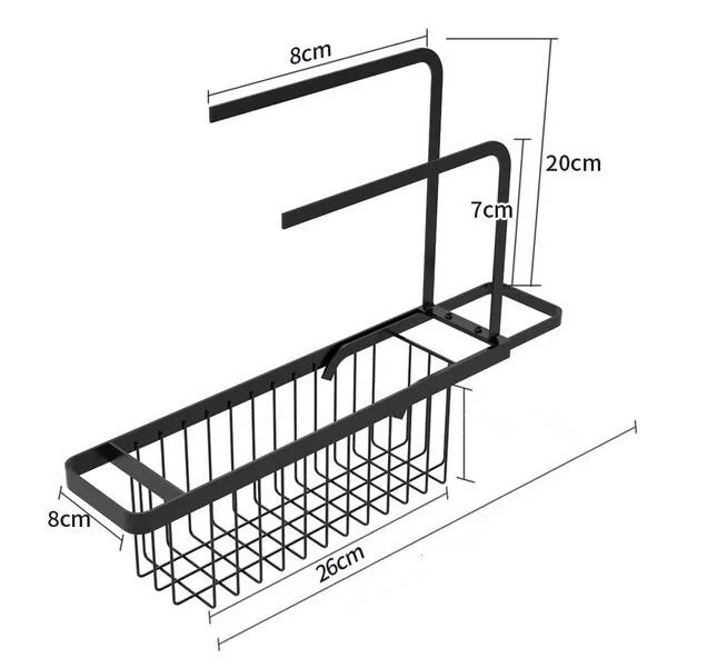 New Expandable Telescopic Sink Storage Drain Rack Kitchen Rack Sink Organizer Basket Sponge Holder with Dish Dishcloth Rack