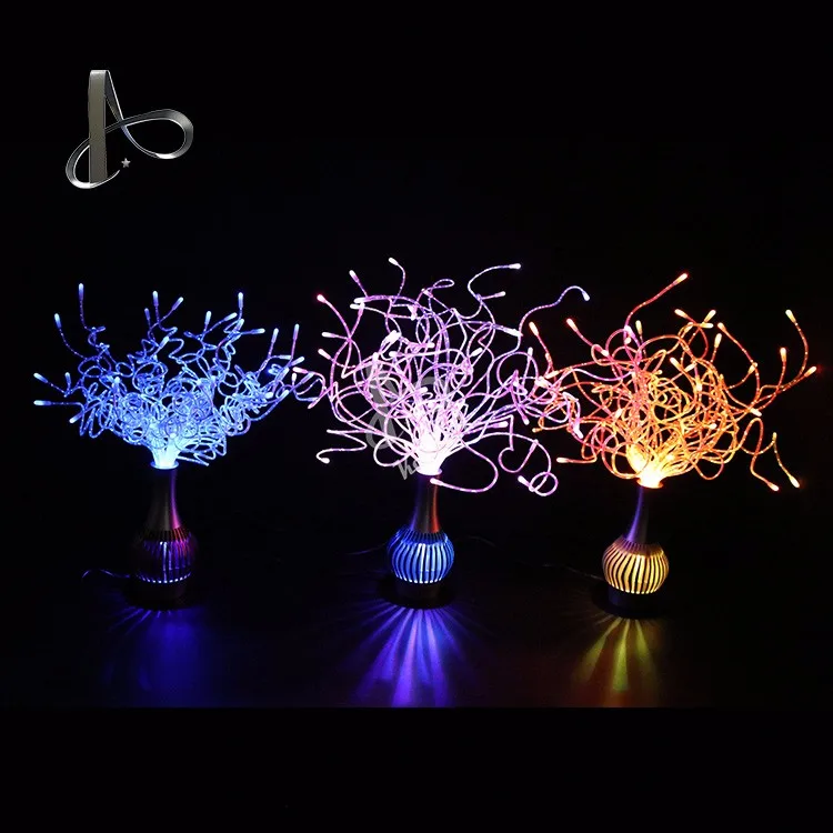 Cactus shape RGB led fiber optic flower lamp glow flower glow plant for home event decoration