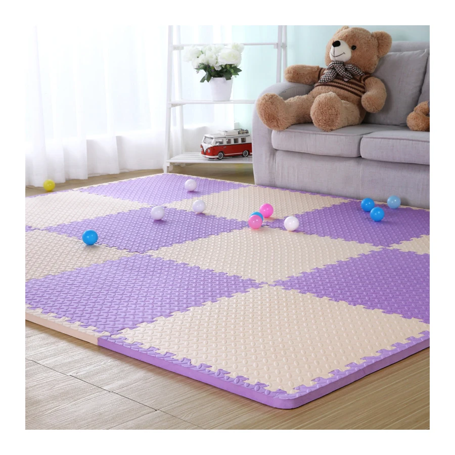 Нетоксичный коврик для игр из пены Eva Tatami однотонный детский коврик-головоломка мягкий игровой с бордюрами