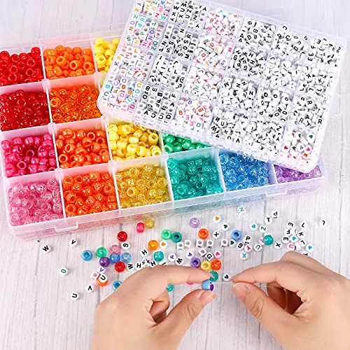 New Arrival 4000 Pcs Diy Jewelry Making Large Hole Pony Beads 6*9mm Flat Round Loose Rainbow Colors Pony Beads for Children