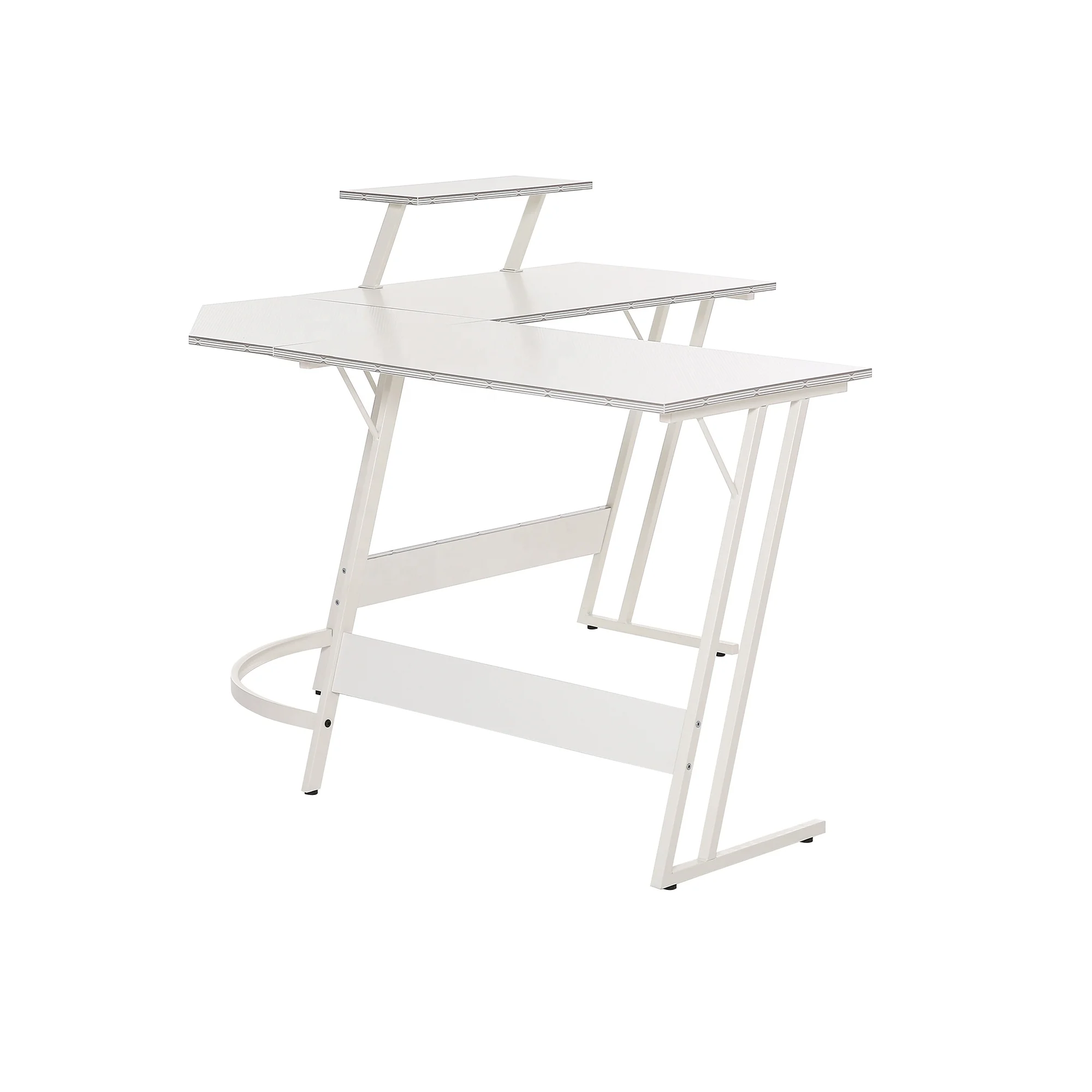 Space saving L Shaped  Computer table Corner gaming desk Home Office Writing with Monitor Shelf