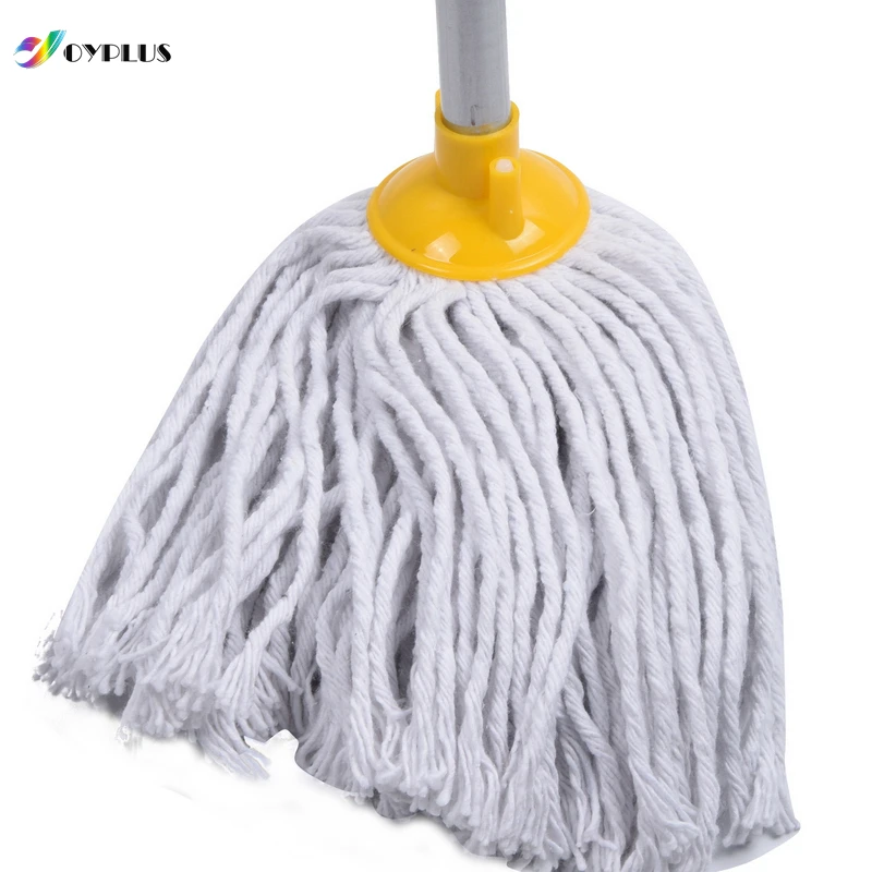 Home Cleaning Cotton Mop with 120 cm Wood Handle Pole round Head for Floor Use Plastic Accessories Included