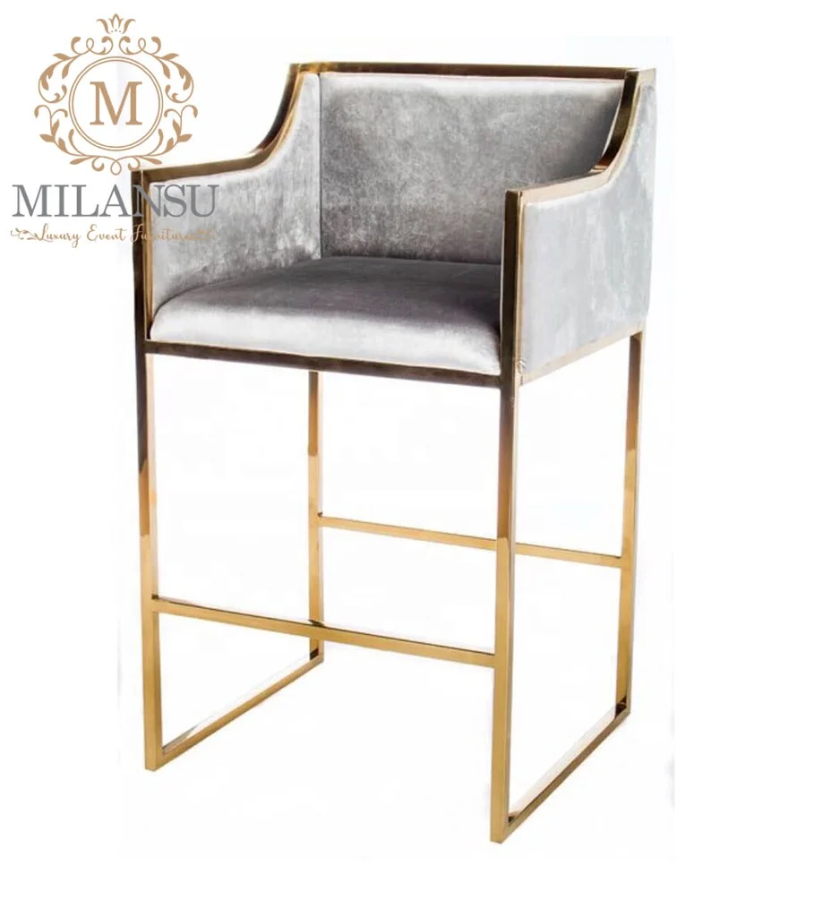 
 Скандинавский популярный Высококачественный бархатный дешевый Современный барный стул Золотой барный стул  