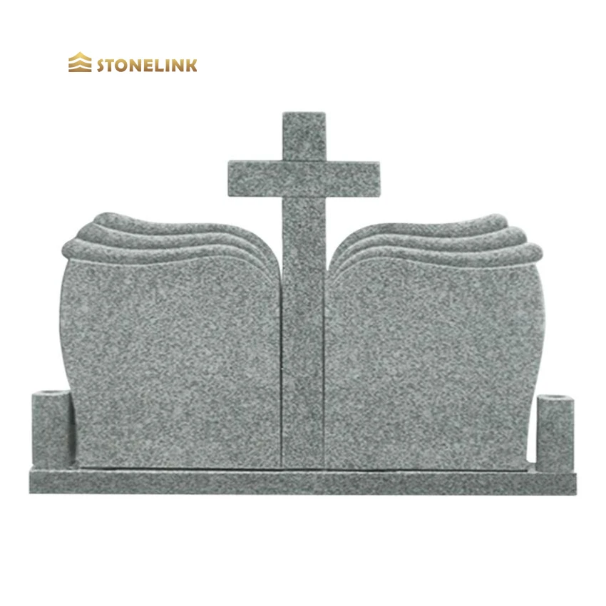 Stonelink Factory Wholesale Price Romania Style Grave stone Grey Granite Engraving Tombstone Headstone For Graves