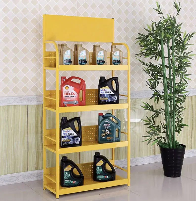 Motor lubricating oil enging fuel gas station heavy duty flooring metal display rack stand