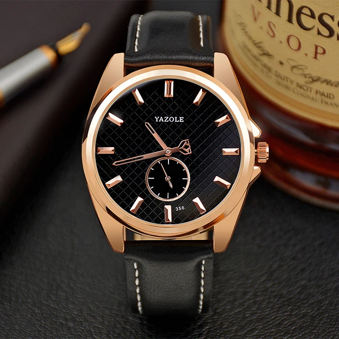 Leather Waterproof Men Watch Good Price Custom Logo New Two Dials Watch