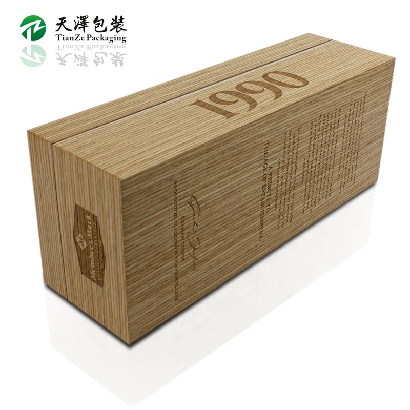 Luxury Wood Wine Glass Bottle Gift Packaging Wooden Wine Box for Cognac Whisky