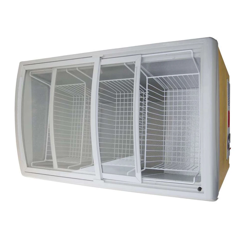 Best Seller curved glass door ice cream chest freezer 85 mm foaming thickness quality compressor directly cooling commercial use